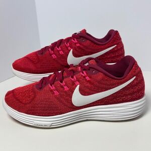 Nike Lunar Tempo 2 Flyknit Running Shoes Women's 8.5 Red Sneakers 818098-602